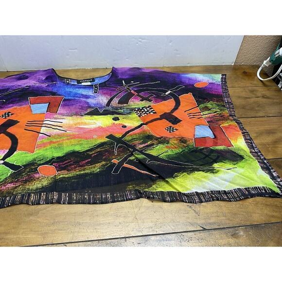 Dilemma By DunShroff Silk Art to Wear Hand Painted Poncho Top OS Silk - Picture 10 of 16